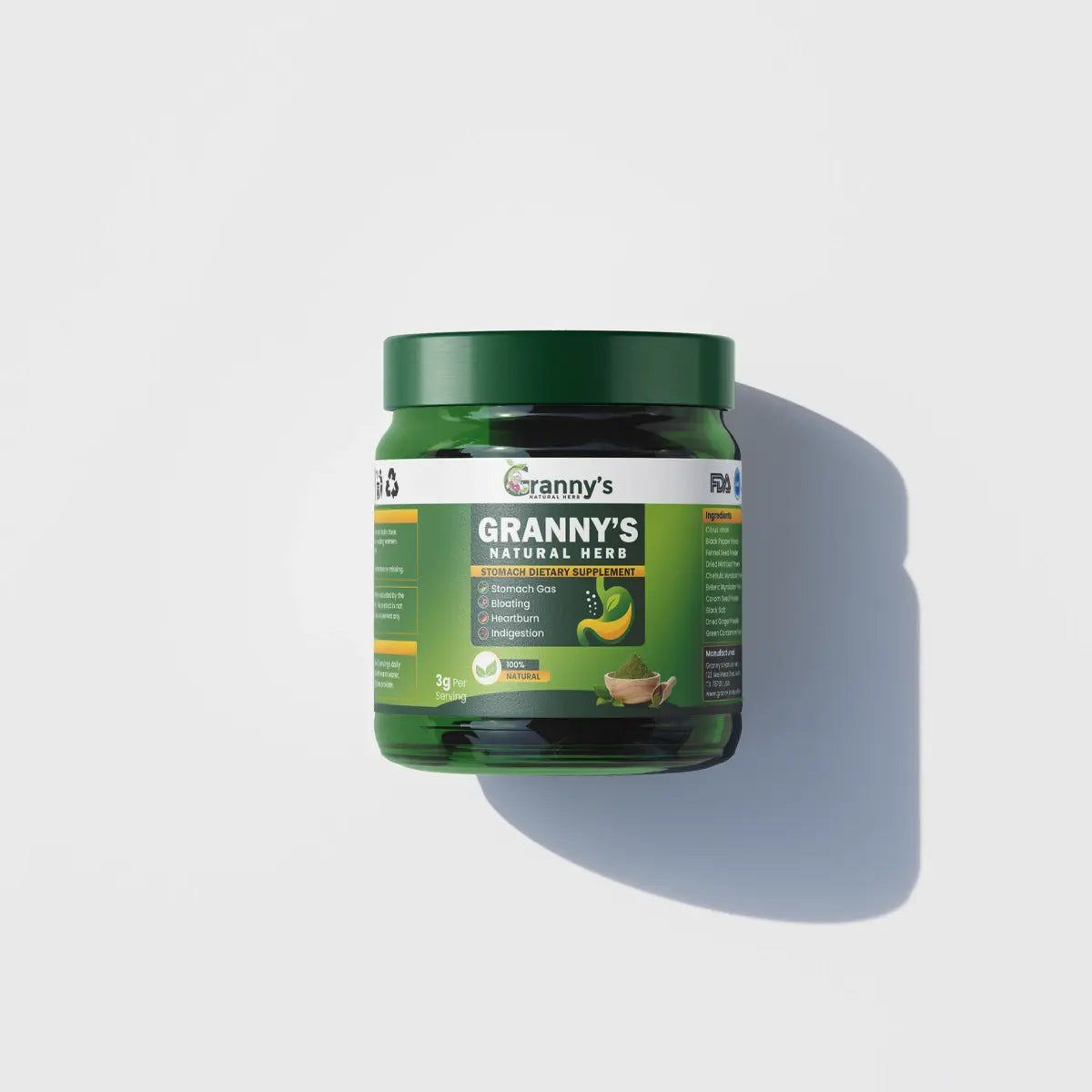 Granny's Natural Herb for Men & Women | 100% Organic Family Pack 1 Month Jar (Net: 1800g)