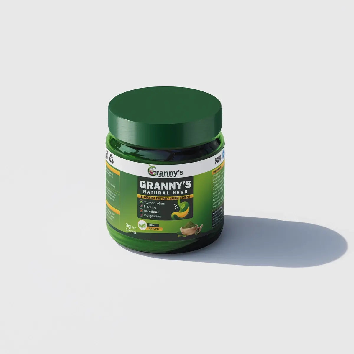 Granny's Natural Herb for Men & Women | 100% Organic Family Pack 1 Month Jar (Net: 1800g)